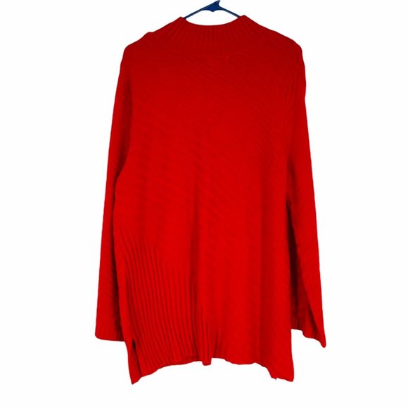 Charter Club Mixed-Stitch Mock-Neck Sweater Ravishing Red Size XL - E19 - Picture 2 of 11